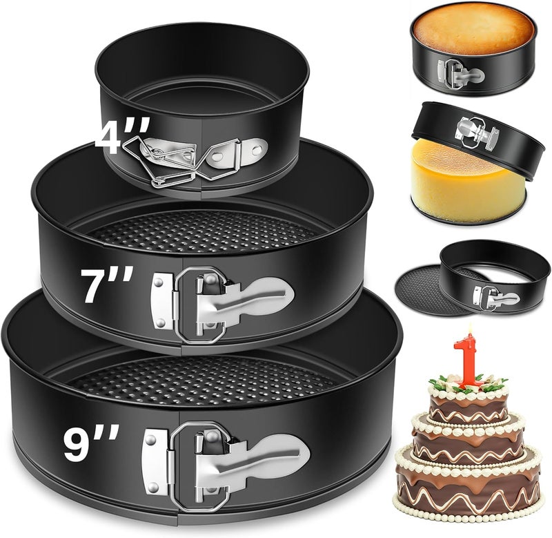Vakoo Springform Pan - Nonstick, Leakproof Cheesecake Pan for Baking, Easy Release, No Parchment Paper Needed, 4+7+9 Inch, Set of 3 - Image 1